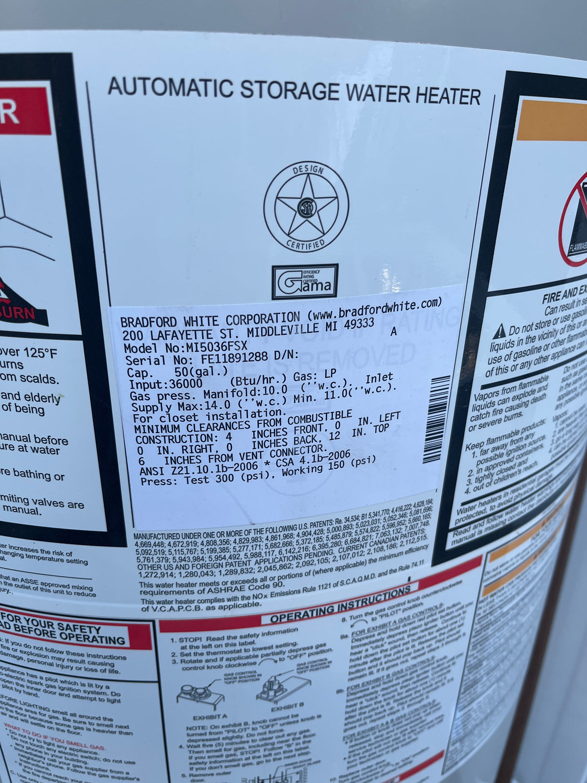 50 gal Propane Water Heater